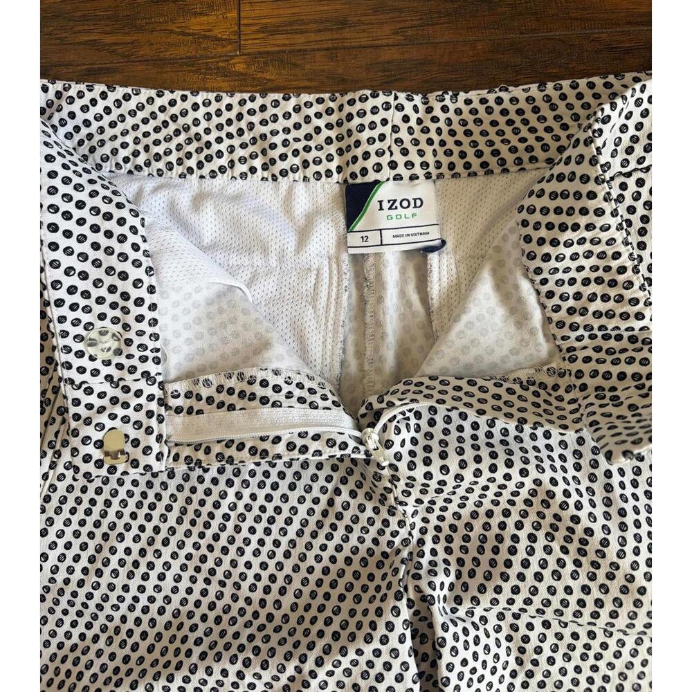 IZOD Golf Shorts Patterned Size 12 White Black - Picture 6 of 7